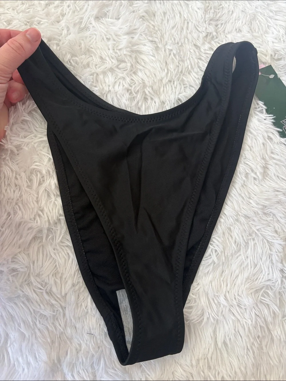 NWT Wild Fable Black Swim Bikini Bottoms Mid Rise Ultra High Leg Super Cheeky S
